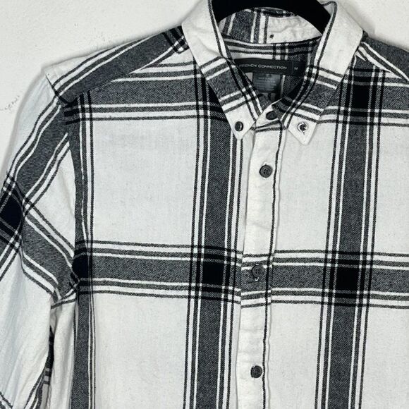 FRENCH CONNECTION Men's Big Checks Flannel Button-Up Shirt Sz Medium - Picture 3 of 12